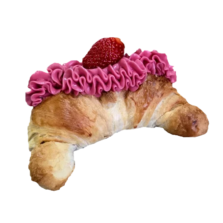 Erdbeer-Croissant Croissant mit Erdbeerfüllung und Puderzucker.
